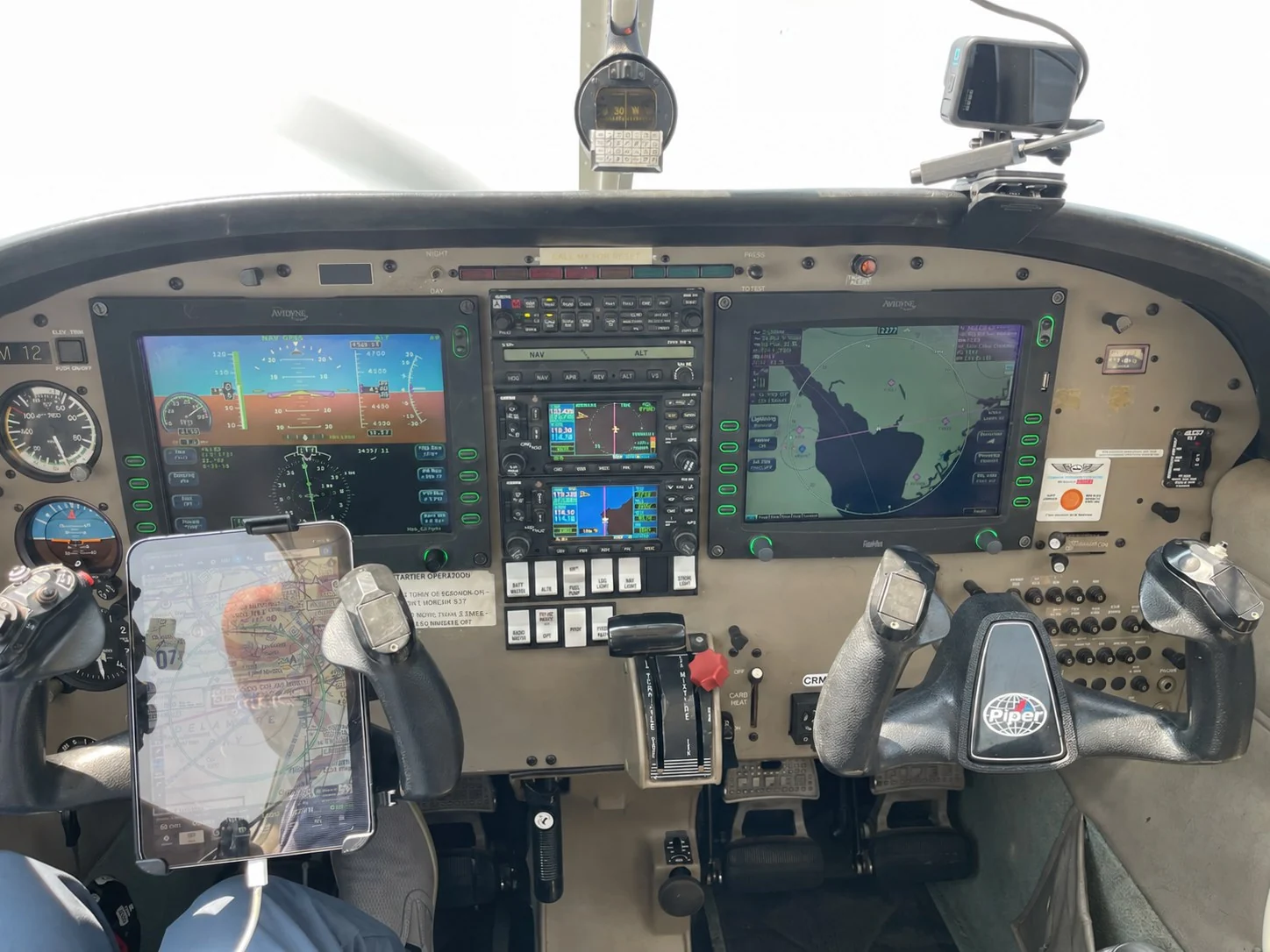 Inside the Piper Warrior III cockpit